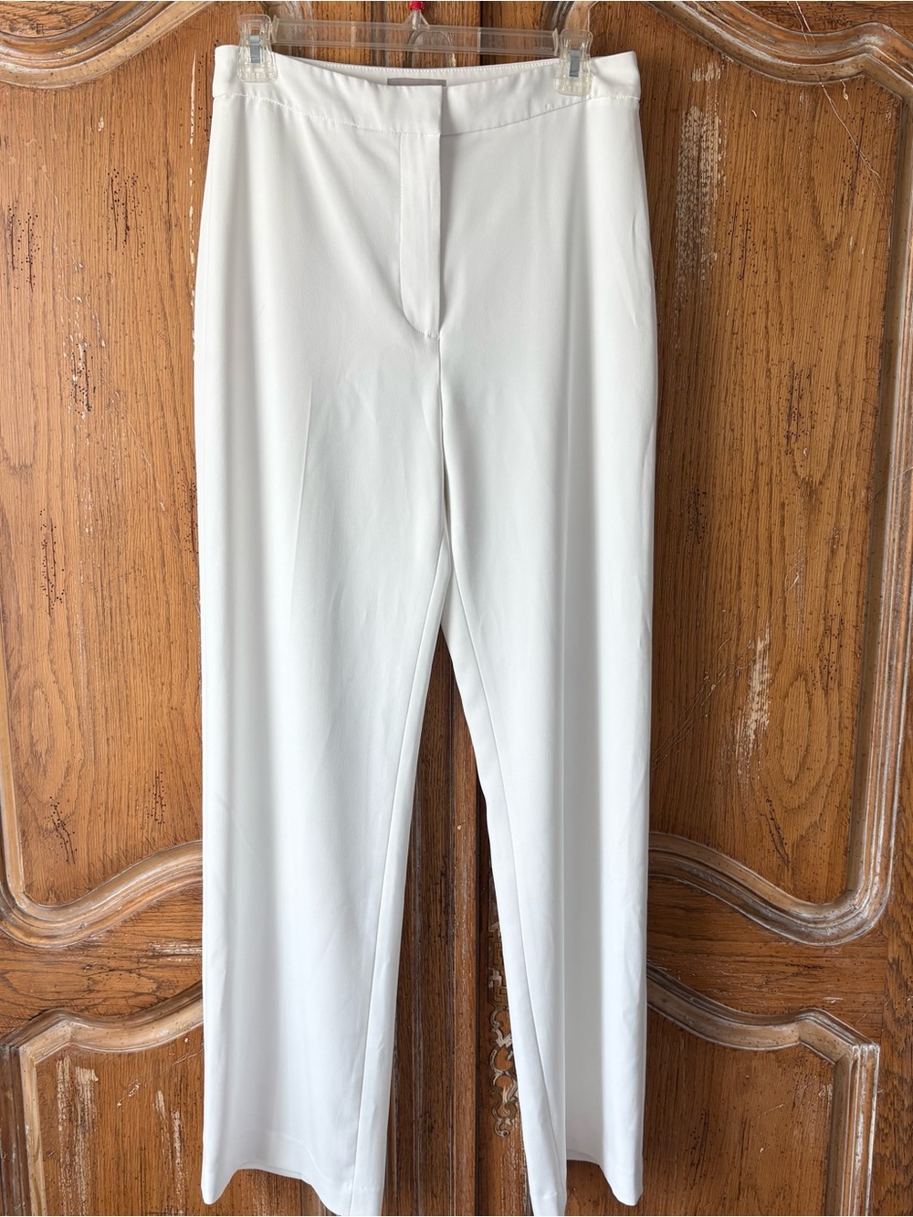 H&M White Wide straight Leg high rise flat front Trousers women’s size 8